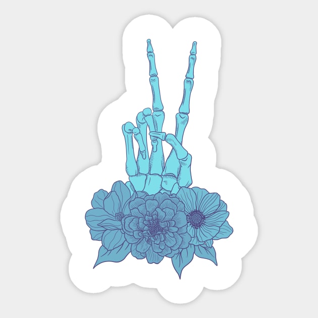 Blue hues skeleton peace Sticker by chris@christinearnold.com